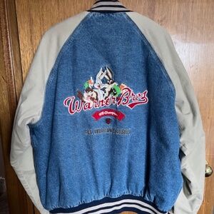 Warner Brothers Vintage Denim Bomber Jacket XXL